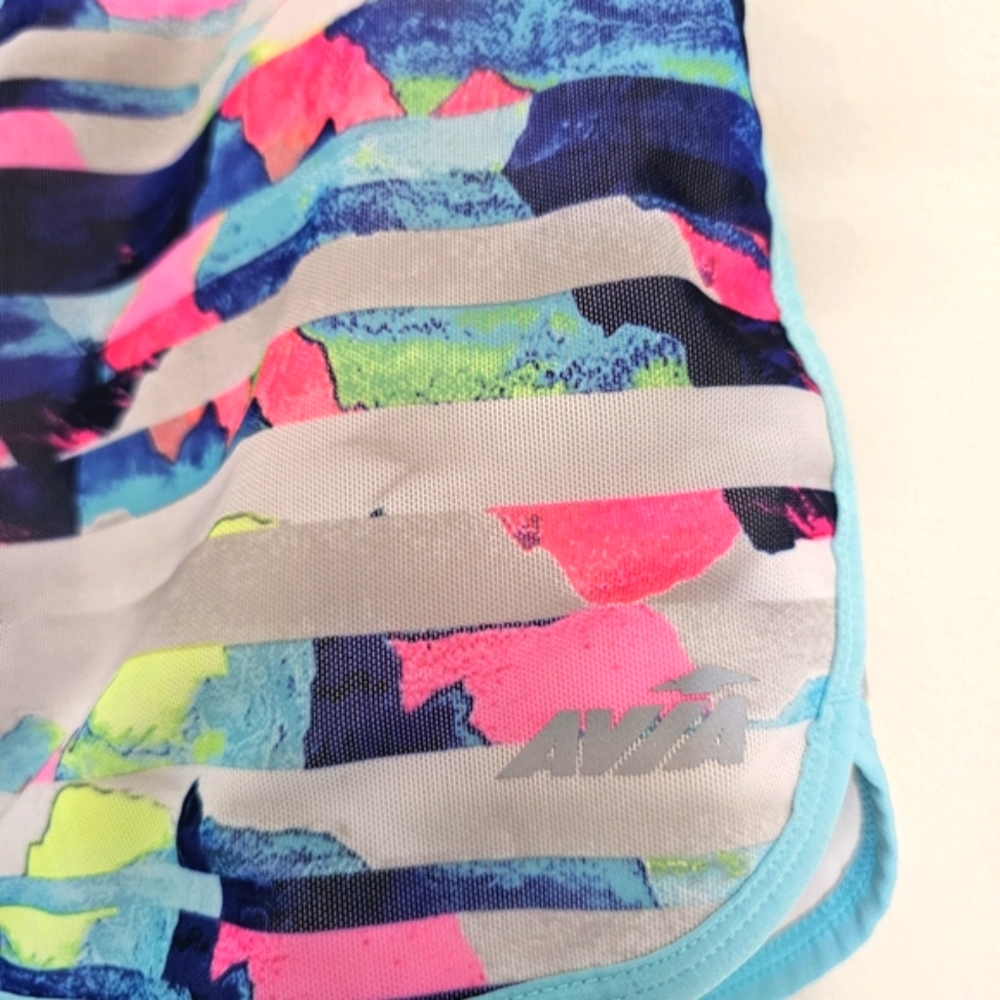 Avia Women's Multicolor Athletic Running Shorts Neon Abstract and Stripes Sz S - Picture 2 of 5